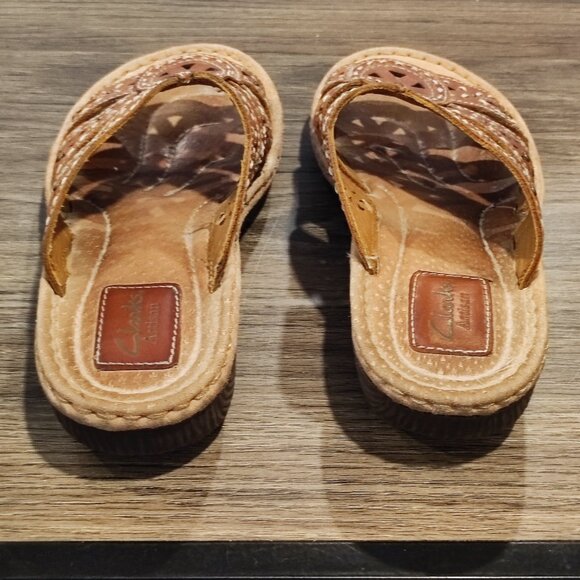 Clarks Artisan leather upper slipper brown women's size 8M - Picture 5 of 12